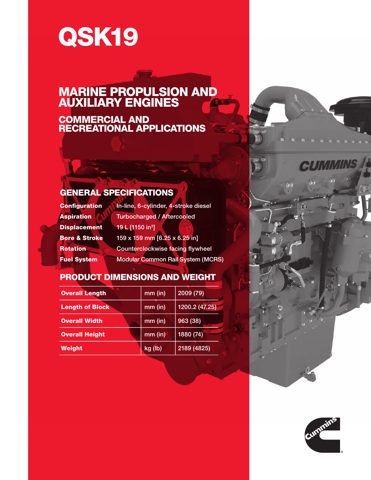 Cummins 6LKTA19-M3 – Drawing (Cummins datasheet S. 1)