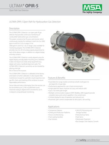 MSA Safety ULTIMA OPIR-5 Open Path – Drawing (ab83dc014f6b_S1-2 S. 1)