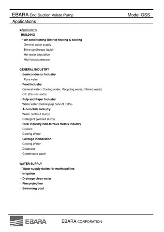 Ebara GSS – Drawing (Ebara datasheet S. 4)