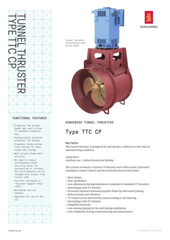 Kongsberg Kamewa Tunnel Thruster CPP – Drawing (Kongsberg datasheet S. 1)