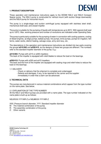 DESMI NSLH 25-6200 – Drawing (DESMI datasheet S. 2)