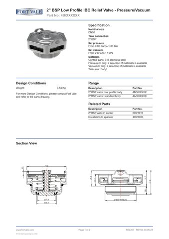 Fort Vale REL207 – Drawing (Fort Vale datasheet S. 1)