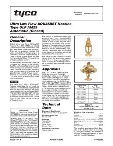 Tyco (Johnson Controls) AquaMist ULF AM29 – Drawing (Tyco (Johnson Controls) datasheet S. 1)