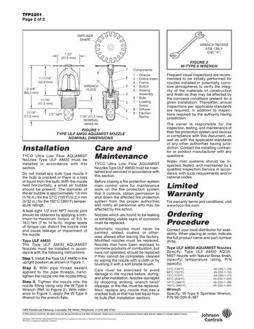 Tyco (Johnson Controls) AquaMist ULF AM30 – Drawing (Tyco (Johnson Controls) datasheet S. 2)