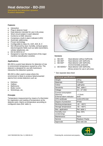 Autronica BD-200 – Page preview (Autronica datasheet S. 1)