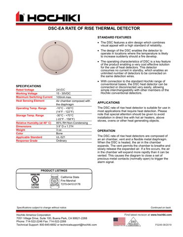 Hochiki DSC-EA – Drawing (Hochiki datasheet S. 1)