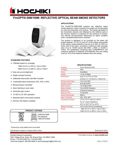 Hochiki FireOPTIX-50M – Drawing (Hochiki datasheet S. 1)