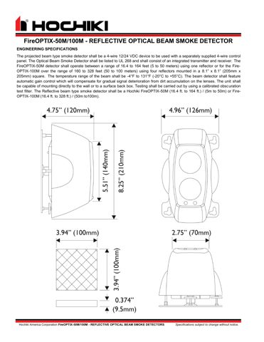 Hochiki FireOPTIX-100M – Drawing (Hochiki datasheet S. 2)