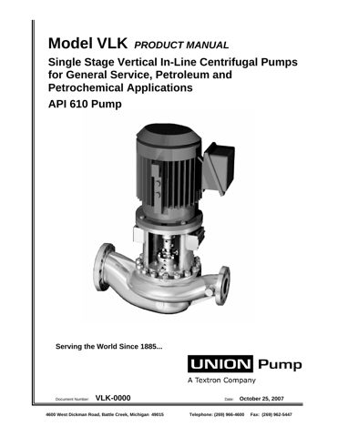 SPX ClydeUnion VLK – Drawing (SPX ClydeUnion datasheet S. 1)