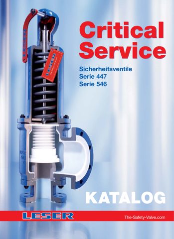 LESER GmbH Type 447 | LESER - The Safety Valve – Drawing (LESER GmbH datasheet S. 1)