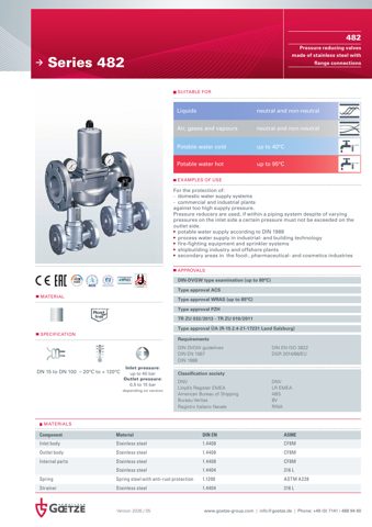 Goetze KG Armaturen Series 482 – Drawing (Goetze KG Armaturen datasheet S. 1)
