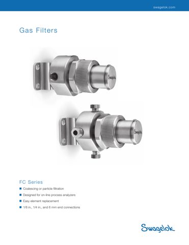 Swagelok Stainless Steel Coalescing / Particle Filter, 1/4 in. Female Swagelok Tube Fitting, Fluorocarbon FKM O-Rings – Drawing (Swagelok datasheet S. 1)