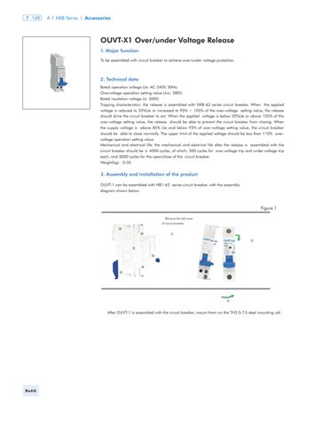 Chint OUVT-X1 Over-under Voltage Release – Drawing (Chint datasheet S. 1)