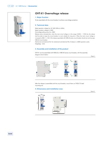 Chint OVT-X1 Overvoltage Release – Drawing (Chint datasheet S. 1)