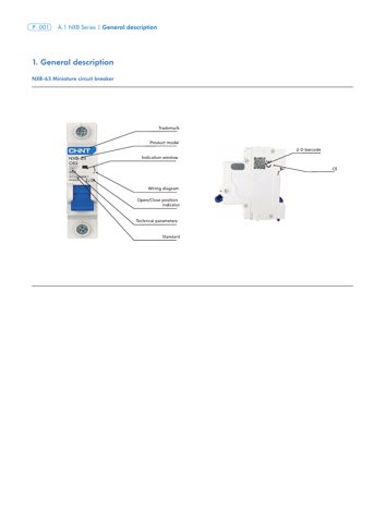 Chint NXB-63G Moulded Case Circuit Breaker – Drawing (Chint datasheet S. 1)