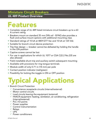 Chint B1 Series UL489 Miniature Circuit Breaker – Drawing (Chint datasheet S. 2)