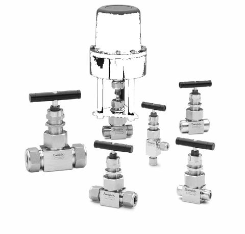 Swagelok Regulier- und Absperrnadelventil für rauen Einsatz, Edelstahl, 6 mm Swagelok Rohrverschraubung, Cv 0,35, Kugelspindel – Photo (Swagelok datasheet S. 1)