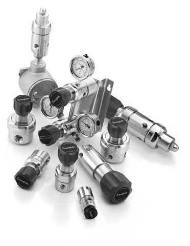 Swagelok Vordruckregler, Edelstahl, 0 bis 3,4 bar (0 bis 50 psig), A-Konfiguration, FPM-Sitz, 1/4 Zoll NPT-Innengewinde, Cv 0,20, Handrad – Photo (Swagelok datasheet S. 1)