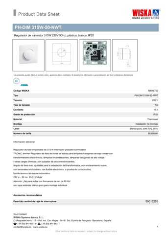 WISKA PH-DIM 315W-50-NWT – Drawing (d5894de4d0a5_S1-1 S. 1)