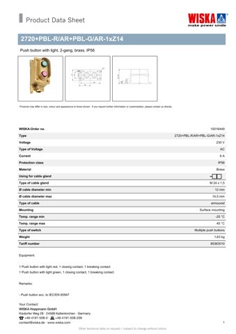 WISKA 2720+PBL-R/AR+PBL-G/AR-1xZ14 – Drawing (f94895afcfb0_S1-1 S. 1)