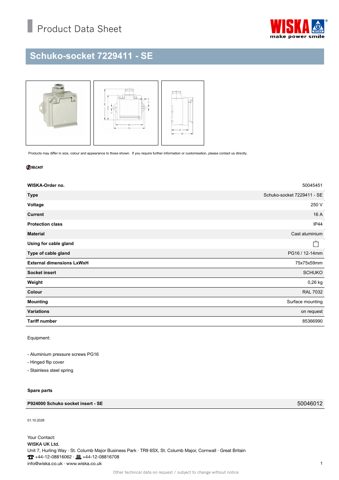 WISKA Schuko-socket 7229411 - SE – Drawing (12feebdb1041_S1-1 S. 1)