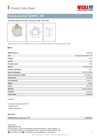 WISKA Schuko-socket 7229419 - SE – Drawing (aff939a34f89_S1-1 S. 1)