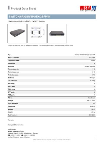 WISKA SWITCH/8P/GBit/8POE+/2SFP/IN – Page preview (50faeec808f8_S1-1 S. 1)