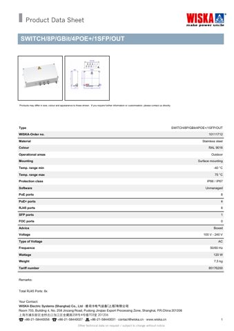WISKA SWITCH/8P/GBit/4POE+/1SFP/OUT – Page preview (b344300e08d2_S1-2 S. 1)
