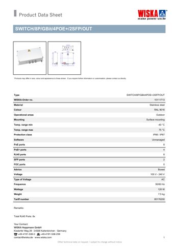 WISKA SWITCH/8P/GBit/4POE+/2SFP/OUT – Page preview (d7e5cbe8508e_S1-2 S. 1)