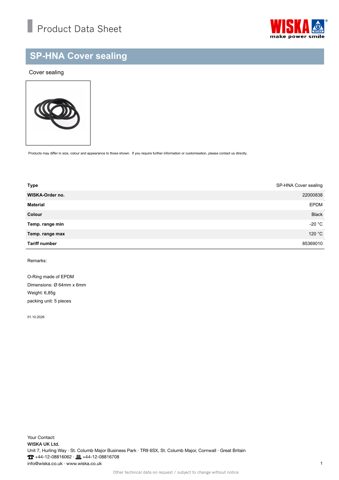 WISKA SP-HNA Cover sealing – Drawing (ab2763ee20ce_S1-1 S. 1)