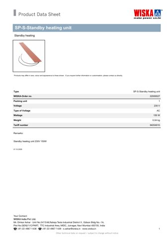 WISKA SP-S-Standby heating unit – Page preview (1c2f05416bd2_S1-1 S. 1)