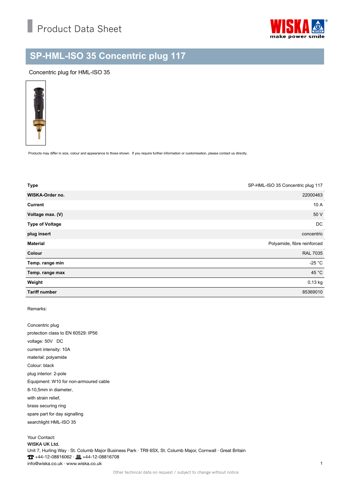 WISKA SP-HML-ISO 35 Concentric plug 117 – Drawing (c79f1cd69fcd_S1-1 S. 1)