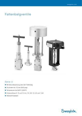 Swagelok Faltenbalgventil mit Sekundärpackung, Edelstahl, verschweißt, kugelförmige Spindelspitze, 1/4 Zoll Swagelok Rohrverschraubung – Drawing (Swagelok datasheet S. 1)