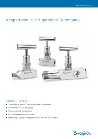 Swagelok Regulier- und Absperrnadelventil mit geradem Durchgang, Edelstahl, 1/4 Zoll NPT-Innengewinde, Manometeranschluss – Drawing (Swagelok datasheet S. 1)