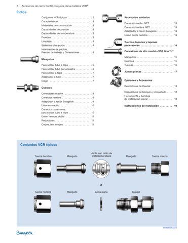 Swagelok Manguito corto VCR de Acero inox. 316L VAR para soldadura de tubo a tope, 1/2 pulg. VCR x 3/8 x 0,035 pulg. TBW, Extensión de 6,4 mm (0,25 pulg.), Limpieza SC-0 – Drawing (Swagelok datasheet S. 2)