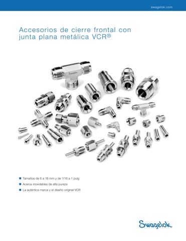 Swagelok Cuerpo VCR de alto caudal Acero inox. 316L para soldadura automática, 3/8 pulg. OD x 1/4 pulg. HVCR – Drawing (Swagelok datasheet S. 1)