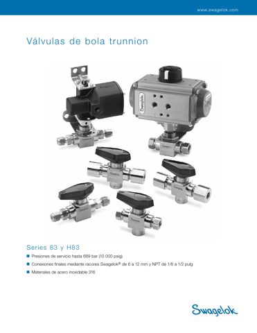 Swagelok Conjunto mando de barra de acero inoxidable con bloqueo para Válvula de Bola Trunnion Serie 83 – Drawing (Swagelok datasheet S. 1)