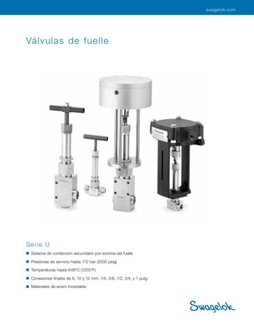 Swagelok Válvula de fuelle de acero inox con empaquetadura secundaria, cierre del fuelle soldado, obturador esférico, 1/4 pulg. Swagelok – Drawing (Swagelok datasheet S. 1)