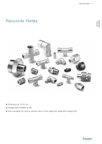 Swagelok Raccord fileté en acier inoxydable, croix, filetage NPT femelle 1/8 po – Drawing (Swagelok datasheet S. 1)