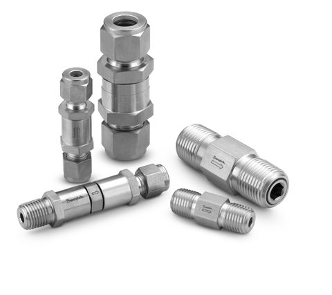 Swagelok Clapet anti-retour 413 bar (6000 psig) en acier inoxydable, filetage NPT femelle 1/4 po, 0,07 bar (1 psig) – Photo (Swagelok datasheet S. 1)