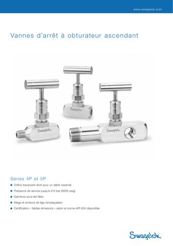 Swagelok Vanne pointeau à chapeau vissé à obturateur ascendant en acier inoxydable, siège en polyacétal, filetage NPT femelle 1/4 po – Drawing (Swagelok datasheet S. 1)
