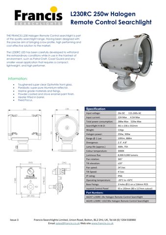 francissearchlights L230RC – Drawing (f3c8a1a158e6_S1-1 S. 1)
