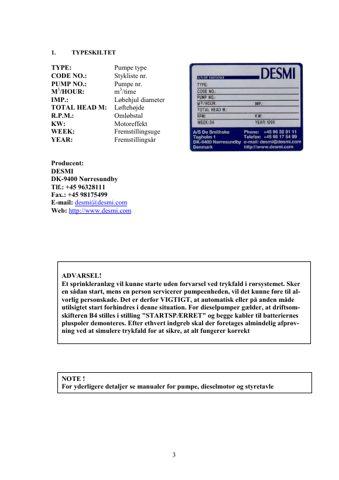 DESMI, A/S De Smithske 125 med IVECO 8041I40.55 – Page preview (bf65b283b20b644818798b072c276cbb76834416510379a7ab1efefaf6b871af S. 3)