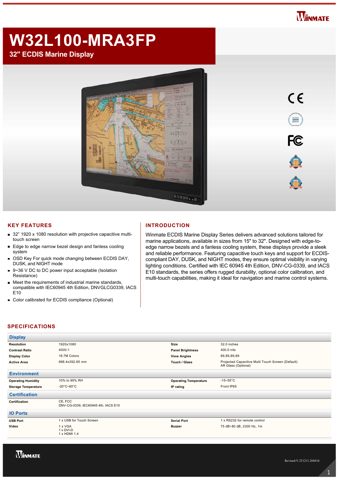 Nirolo Professional Displays B.V. W32L100-MRA3FP – Drawing (2735939fc09a_S1-1 S. 1)