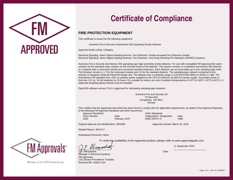 Autronica Fire & Security AutroSense 200 – Drawing (51624fc2fafc_S1-1 S. 1)