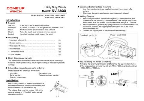 comeupwinch DV-3500i – Drawing (5c0f5c590874_S1-1 S. 1)