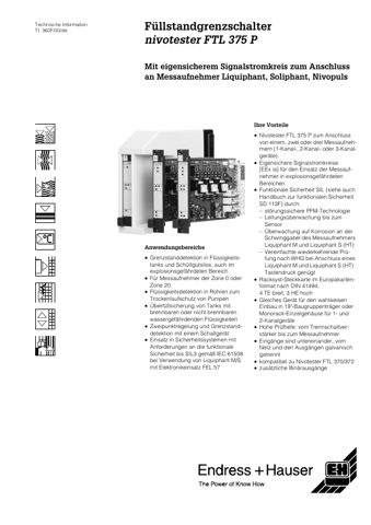 Endress+Hauser FTL375P – Page preview (157b0b86ac03_S1-16 S. 1)