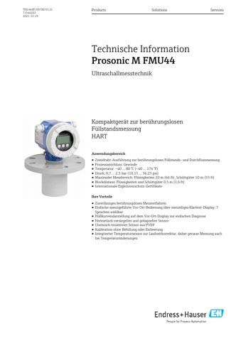 Endress+Hauser FMU44 HART – Page preview (a8e034fad255_S1-1 S. 1)
