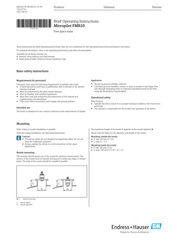 Endress+Hauser KA01657F – Rysunek (c0ec20a90b4f_S1-1 S. 1)