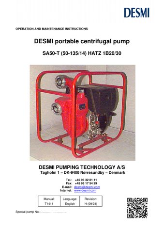 DESMI SA50-T (50-135/14) – Page preview (5fe1657e26ef46a8c63dab83eecb876eb667de9f4c2a865a919e1557f47b0aec S. 1)